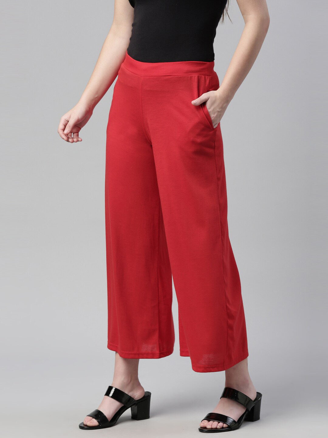 Souchii Women Red Knitted Palazzos | Grocsy