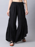 TAG 7 Women Black Flared Ethnic Palazzos | Grocsy