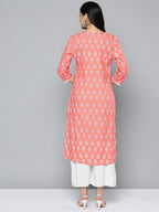 HERE&NOW Pure Cotton Floral Printed Straight Kurta | Grocsy