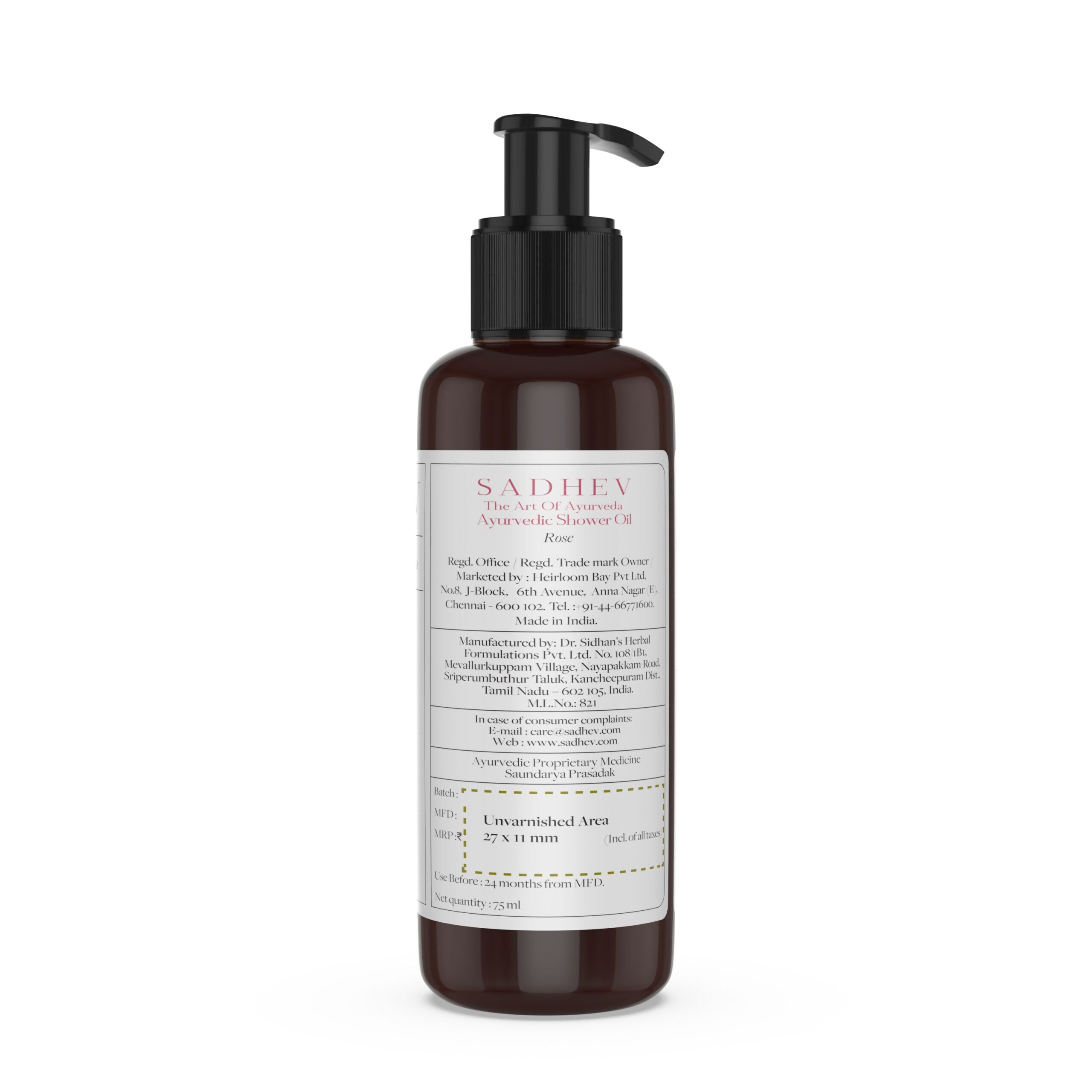 Sadhev Ayurvedic Rose Shower Oil | Grocsy