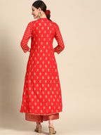 Sangria Women Red Ethnic Motifs Printed Kurta with Palazzos | Grocsy