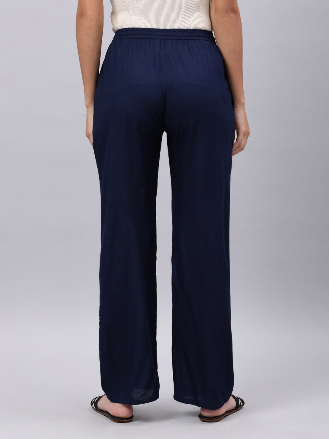 Souchii Navy Blue Liva Palazzos | Grocsy