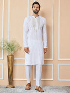 Fabmade White Sequins Embroidered Rayon Straight Kurta With Yoke Design | Grocsy