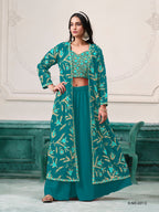 Anaita Turquoise Faux Georgette Sequins Embroidered Stitched Ethnic Suit | Grocsy