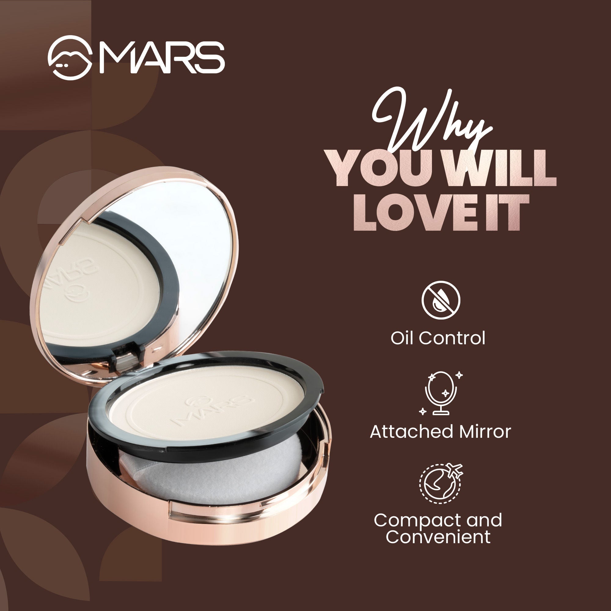 MARS Cosmetics Matte On Compact Powder with Applicator Puff - 06 Tan | Grocsy
