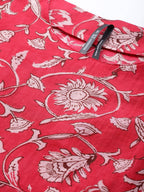 HERE&NOW Women Pink & Off White Pure Cotton Ethnic Motifs Printed Straight Kurta | Grocsy