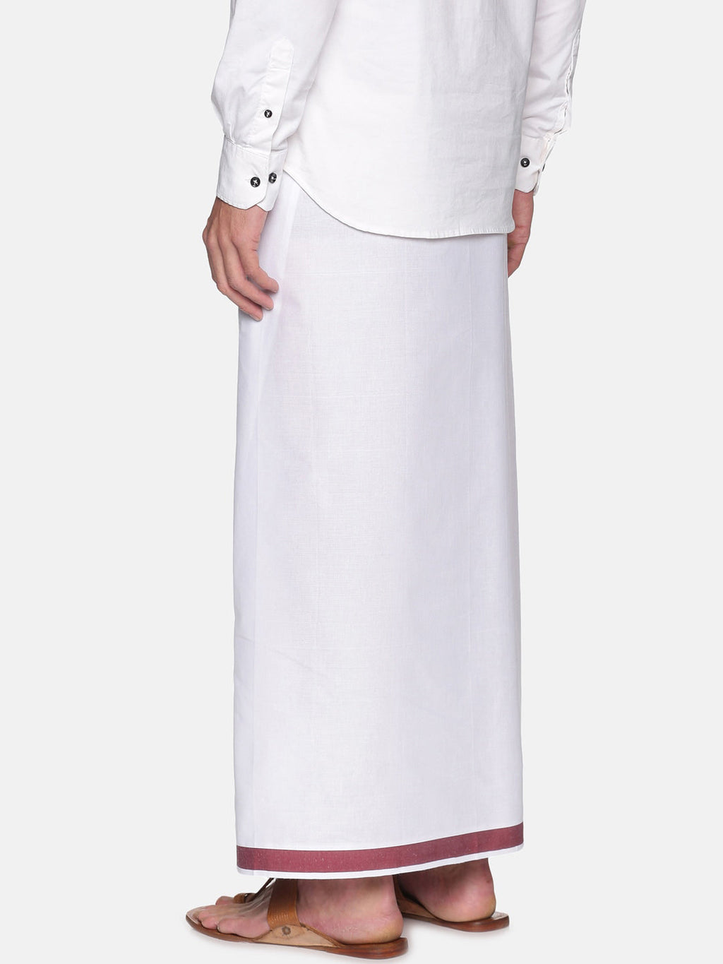 Sethukrishna Mens White Solid Cotton Readymade Dhoti | Grocsy