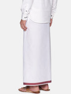 Sethukrishna Mens White Solid Cotton Readymade Dhoti | Grocsy