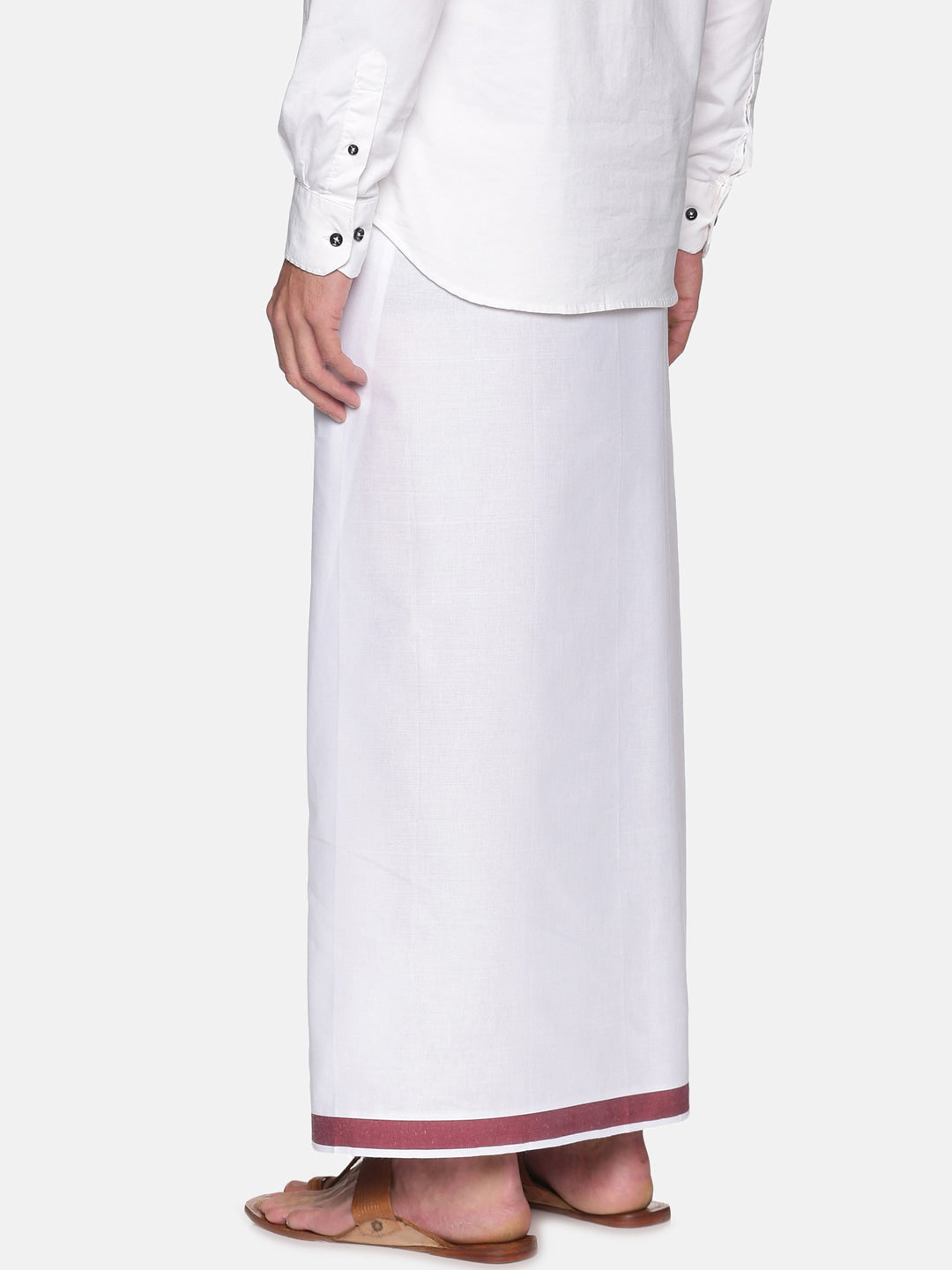Sethukrishna Mens White Solid Cotton Readymade Dhoti | Grocsy