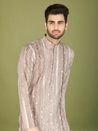 Vastranavya Ivory Exclusive Festival Wear Pure Viscose Rayon Sequence & Foil Mirror Heavy Embroidered Work Kurta | Grocsy