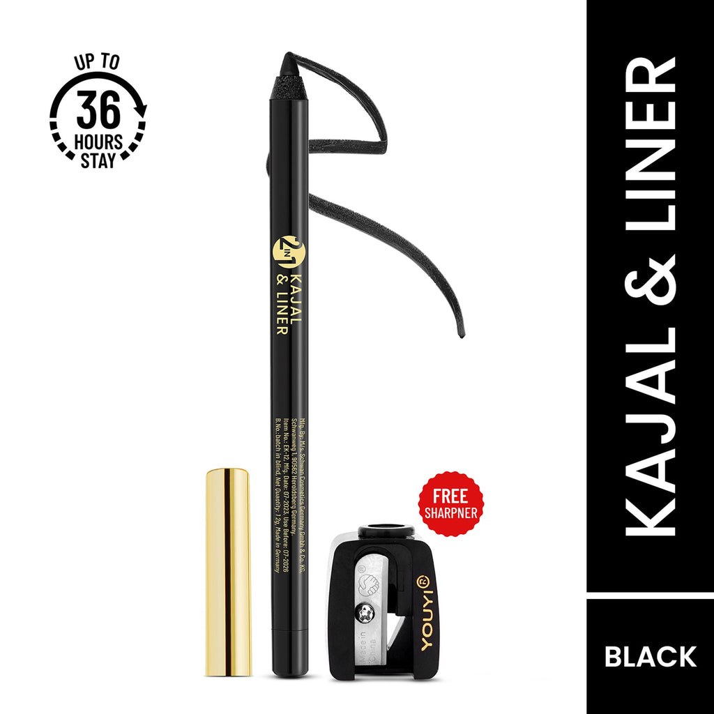 Swiss Beauty Bold & Black Kajal with Sharpener | Grocsy