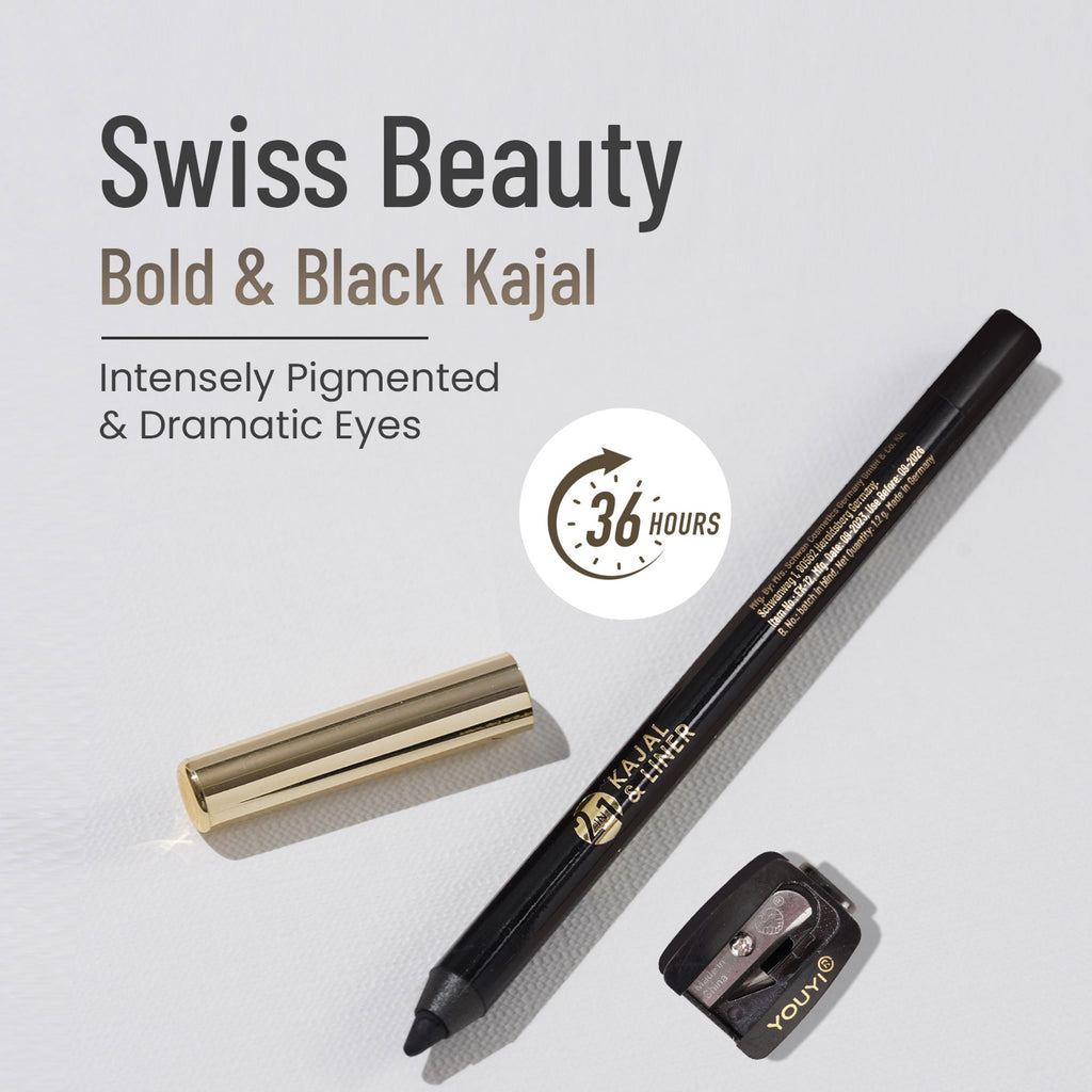 Swiss Beauty Bold & Black Kajal with Sharpener | Grocsy