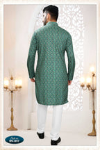 Joban Fashion Men's Green Straight Rayon Thread And Sequence Embroidery All Over Kurta Set | Grocsy