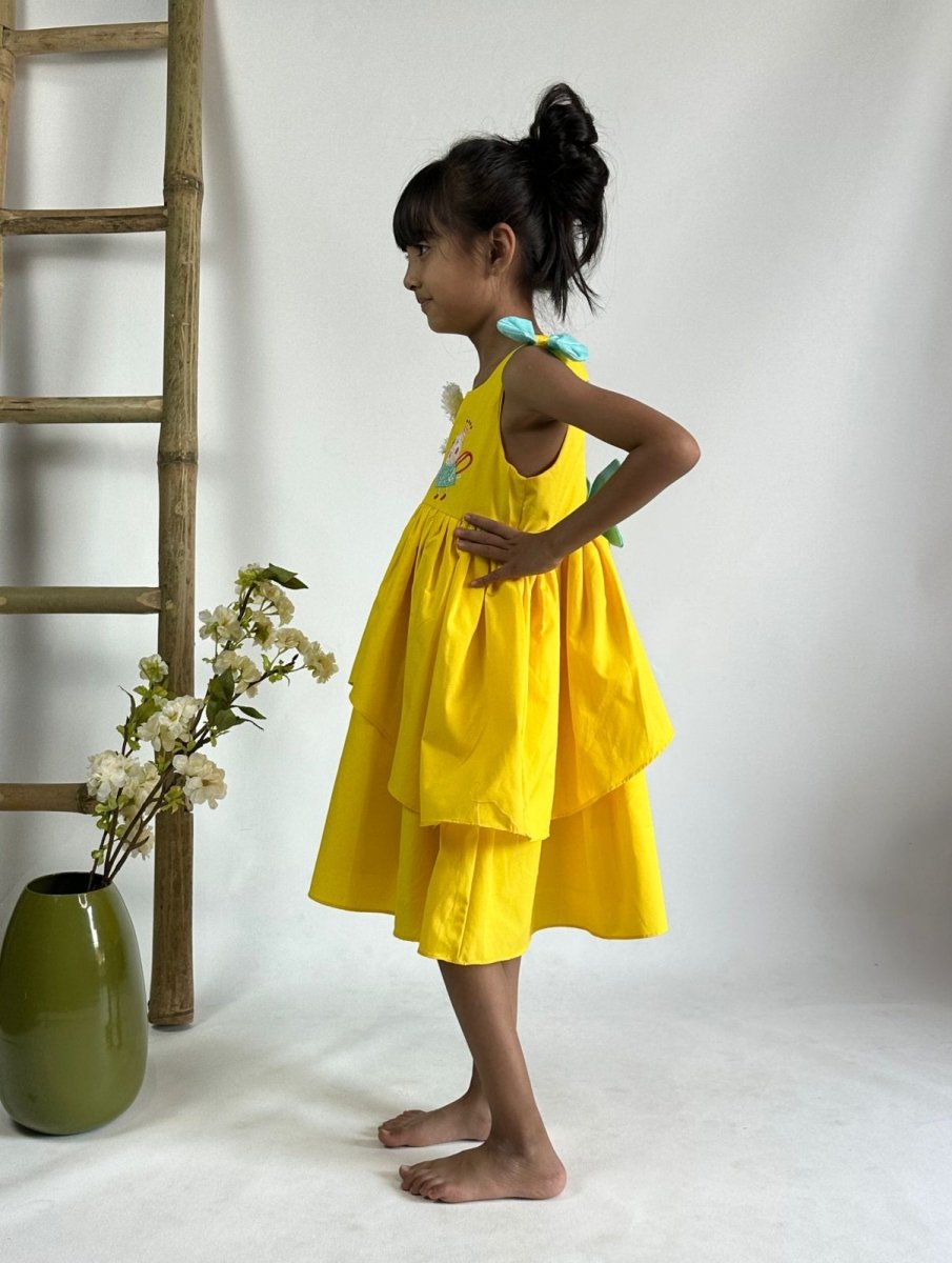 ArthLife Yellow Pepa Rainbow Partywear Dress | Grocsy