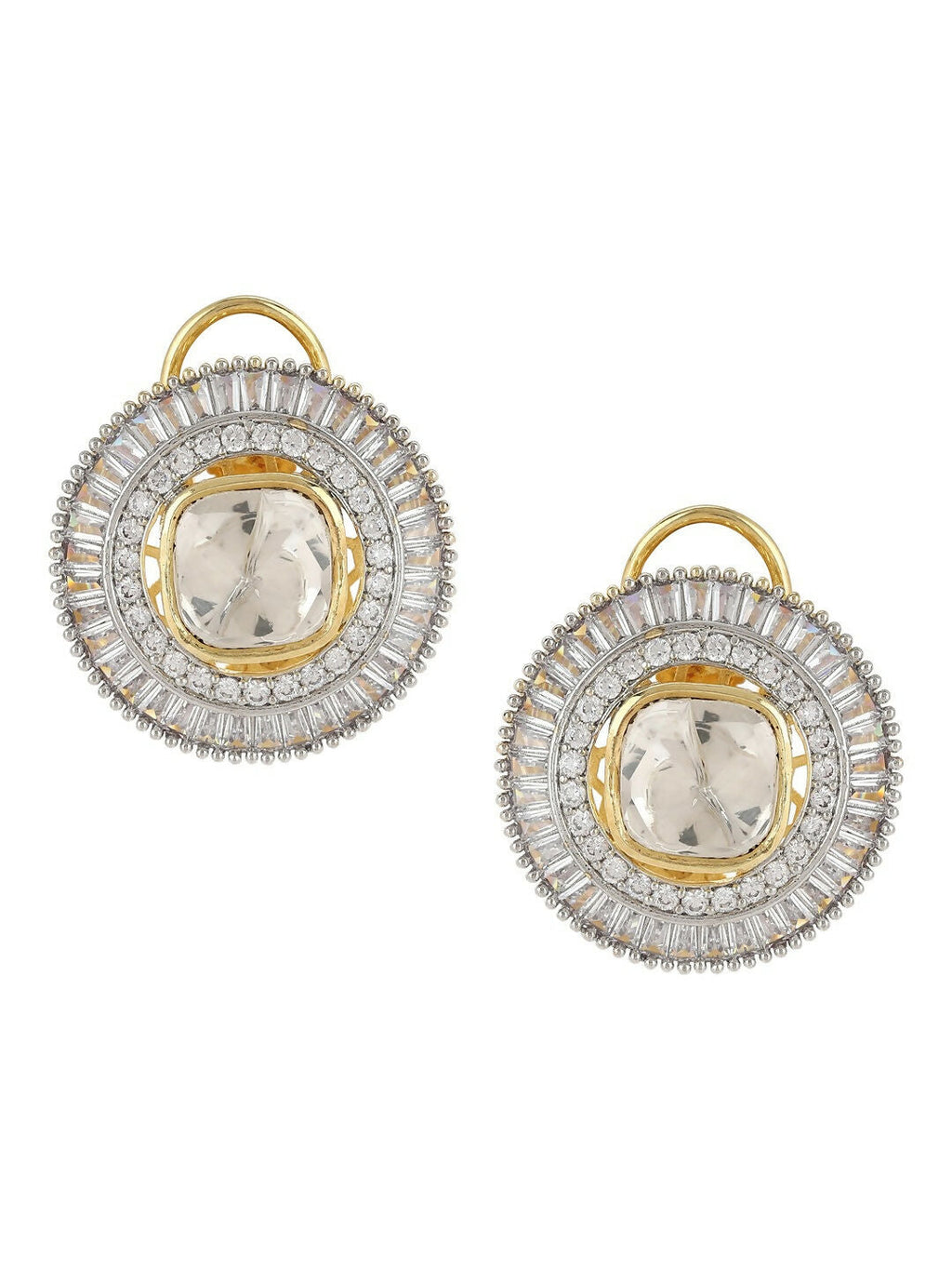 Diamond & Semi Precious Stone Round Oversized Studs- Ruby Raang | Grocsy