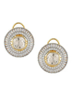 Diamond & Semi Precious Stone Round Oversized Studs- Ruby Raang | Grocsy