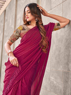 Tikhi Imli Woven Design Tasselled Satin Jacquard Ready to Wear Saree | Grocsy