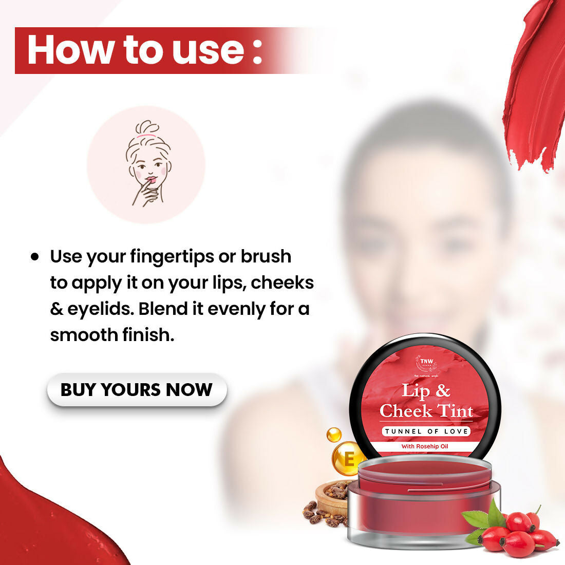 The Natural Wash Tunnel Of Love Lip & Cheek Tint With Rosehip Oil | Grocsy