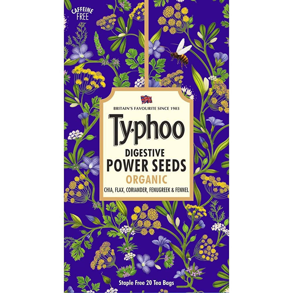 Typhoo Digestive Organic Power Seeds Herbal Tea Bags | Grocsy