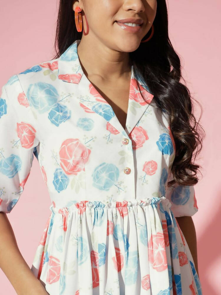 Myshka Women Multi Floral Rayon A-Line V-Neck Dress | Grocsy