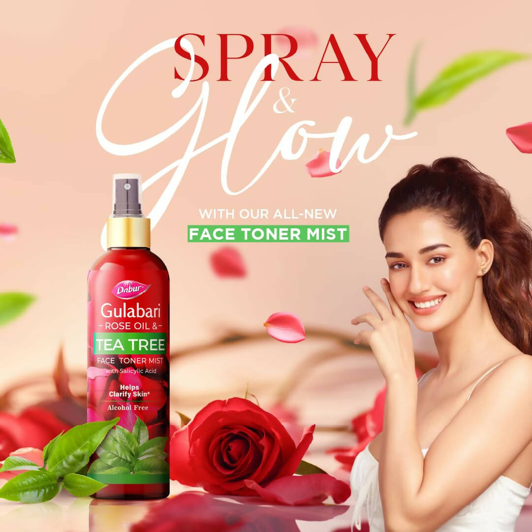 Dabur Gulabari Rose Oil & Tea Tree Face Toner Mist & Rose Water | Grocsy