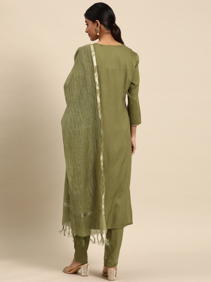 All About You Ethnic Motifs Yoke Design Regular Kurta with Trousers & With Dupatta | Grocsy