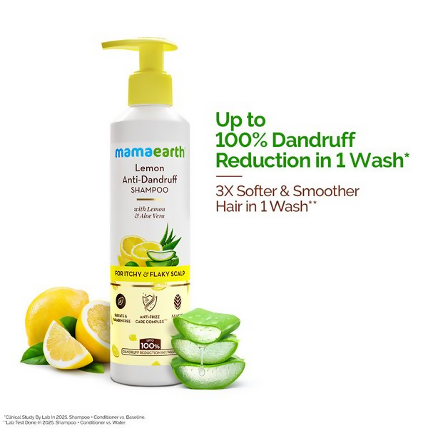 Mamaearth Lemon Anti-Dandruff Shampoo with Lemon & Aloe Vera for Itchy & Flaky Scalp | Grocsy