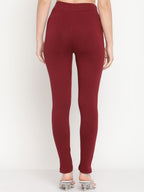 TAG 7 Set Of 2 Maroon & Navy Blue Solid Leggings | Grocsy