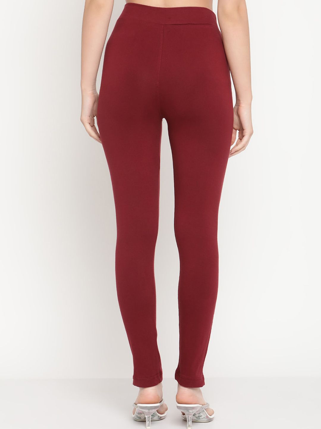 TAG 7 Set Of 2 Maroon & Navy Blue Solid Leggings | Grocsy
