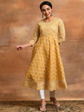 Aks Geometric Printed Cotton Anarkali Kurta | Grocsy