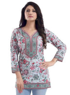 Snehal Creations Variyali Color Faux Crepe Short Kurti Tunic | Grocsy