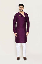 Joban Fashion Purple Colored Art Silk Fabric Kurta With Straight Fit Pant | Grocsy