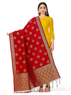 Mimosa Women's Banarasi Art Silk Floral Maroon Dupatta (Free Size) | Grocsy