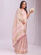Shree Shyam Fashion Organza Peach Saree | Grocsy