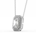 Cauer Elegant Radiant Moissanite Pendant Chain 14K Sterling Silver White Gold Plated | Grocsy