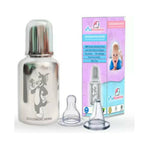 Goodmunchkins Stainless Steel Feeding Rustfree Bottle with 2 Anti Colic Silicone Nipple For Kids 300ml | Grocsy