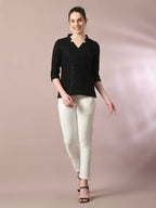 Myshka Women's Black Embellished Cotton Regular Party Tunic | Grocsy