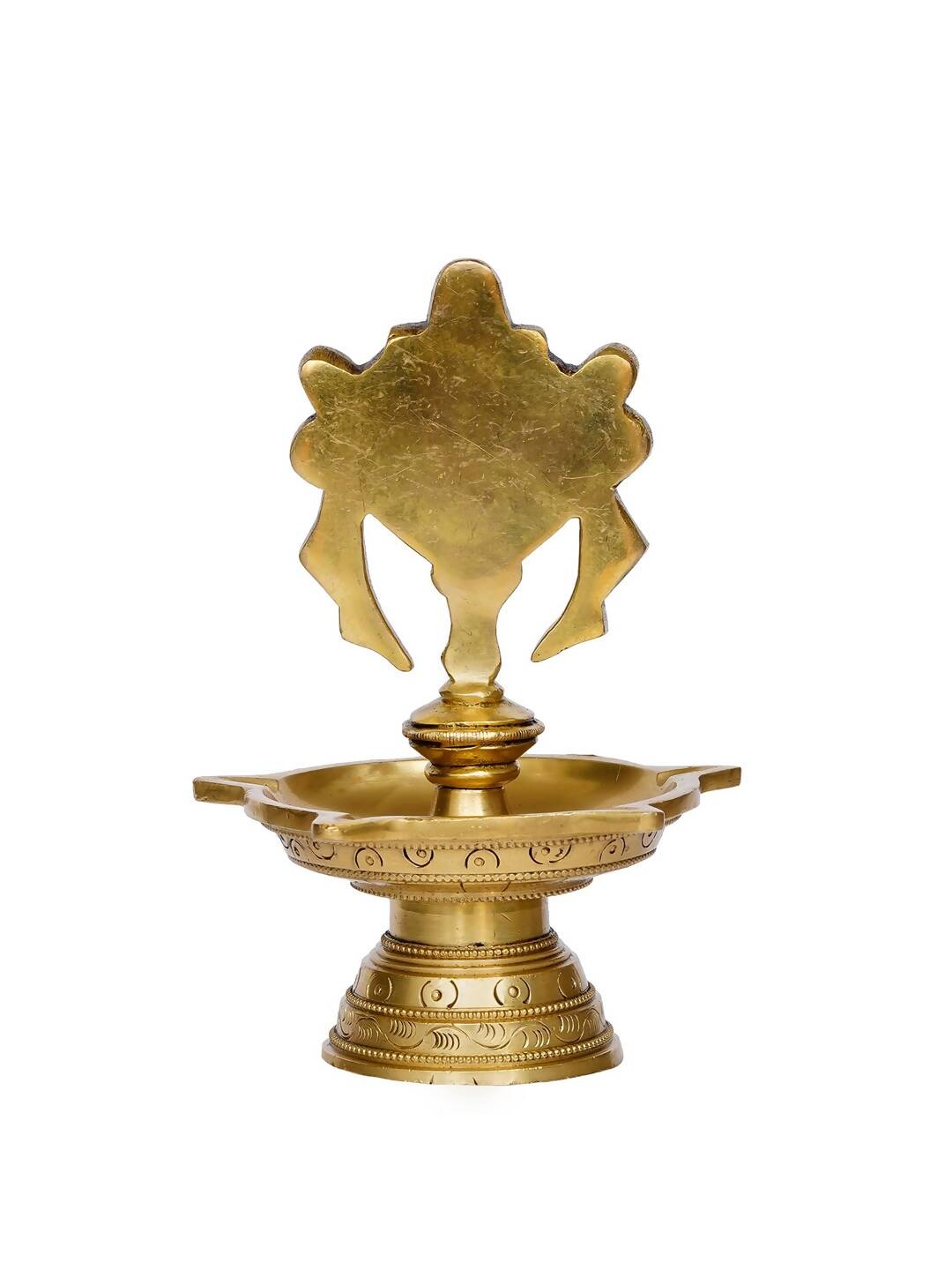 eCraftIndia Gold-Toned Chakra Handcrafted Brass Diya With 5 wicks | Grocsy
