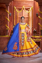 AI Fashion Yellow Art Silk Designer Navratri Lehenga Choli Collection | Grocsy