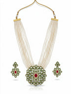 NVR Women Gold Plated White Kundan Jewellery Set | Grocsy