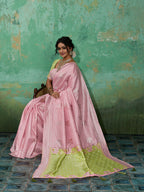 Shree Shyam Fashion Pink Linen Cotton Saree | Grocsy