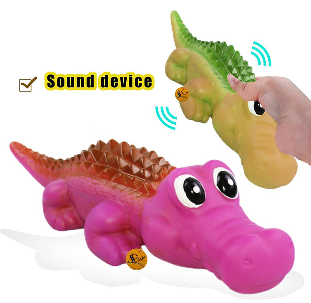 Sage Square Durable Interactive Dog Squeaky Crocodile Toy (Random Color) | Grocsy
