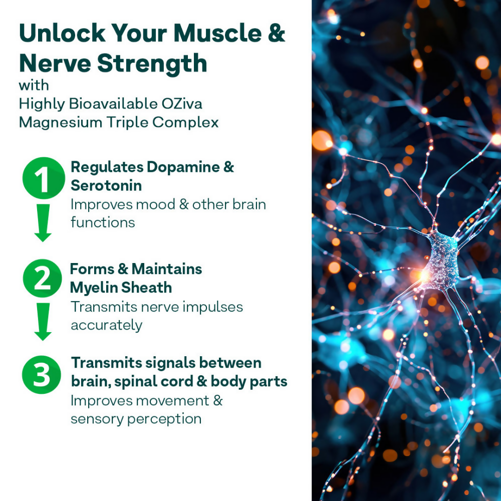 Oziva Plant Based Magnesium Triple Complex Tablets | Grocsy