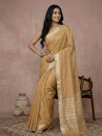 Shree Shyam Fashion Golden Cotton Saree | Grocsy