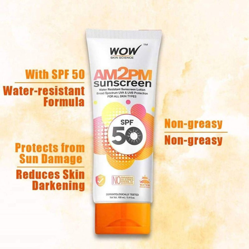 Wow Skin Science AM2PM SPF50 Water Resistant & Mineral Oil Sunscreen Lotion | Grocsy