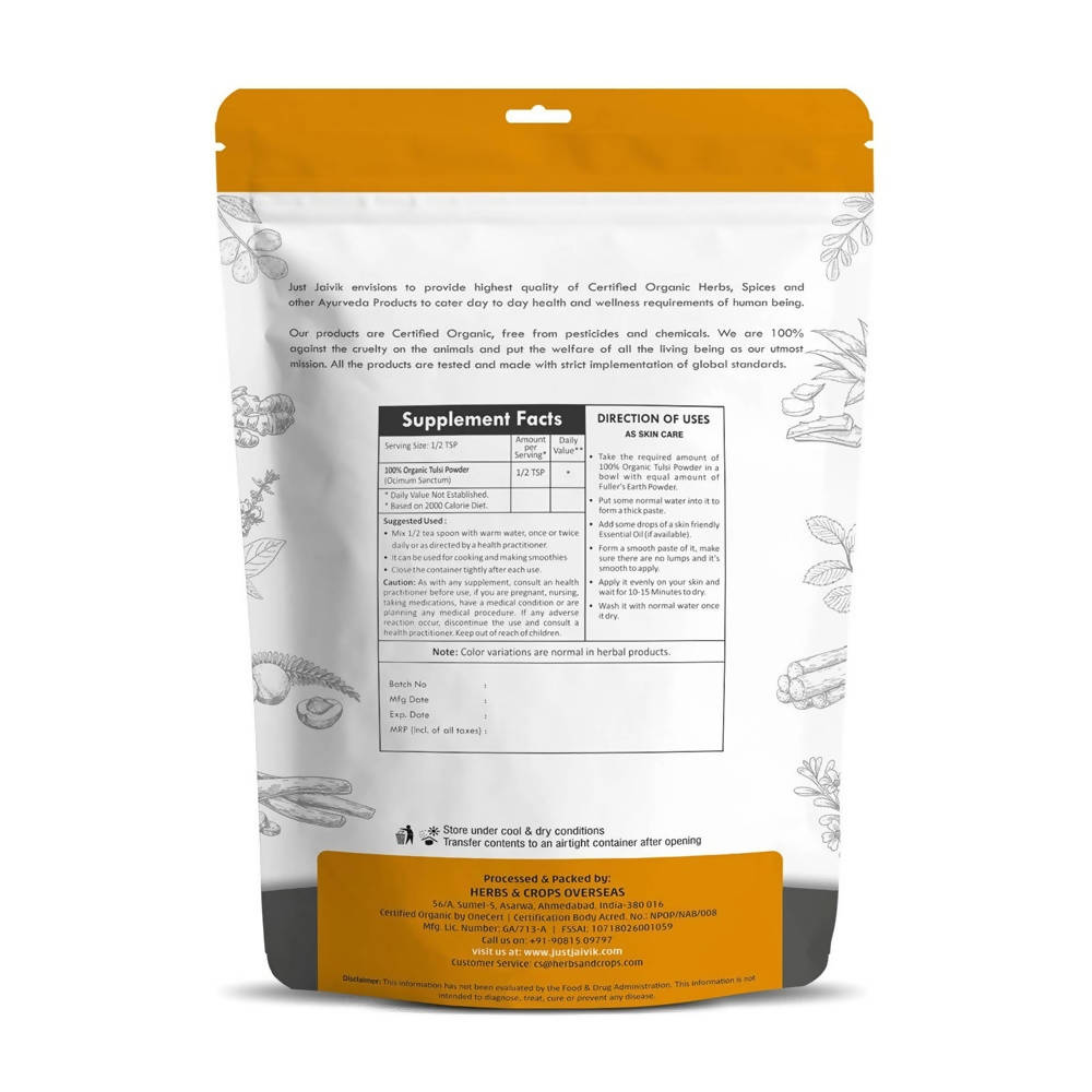 Just Jaivik Organic Tulsi Leaves Powder | Grocsy
