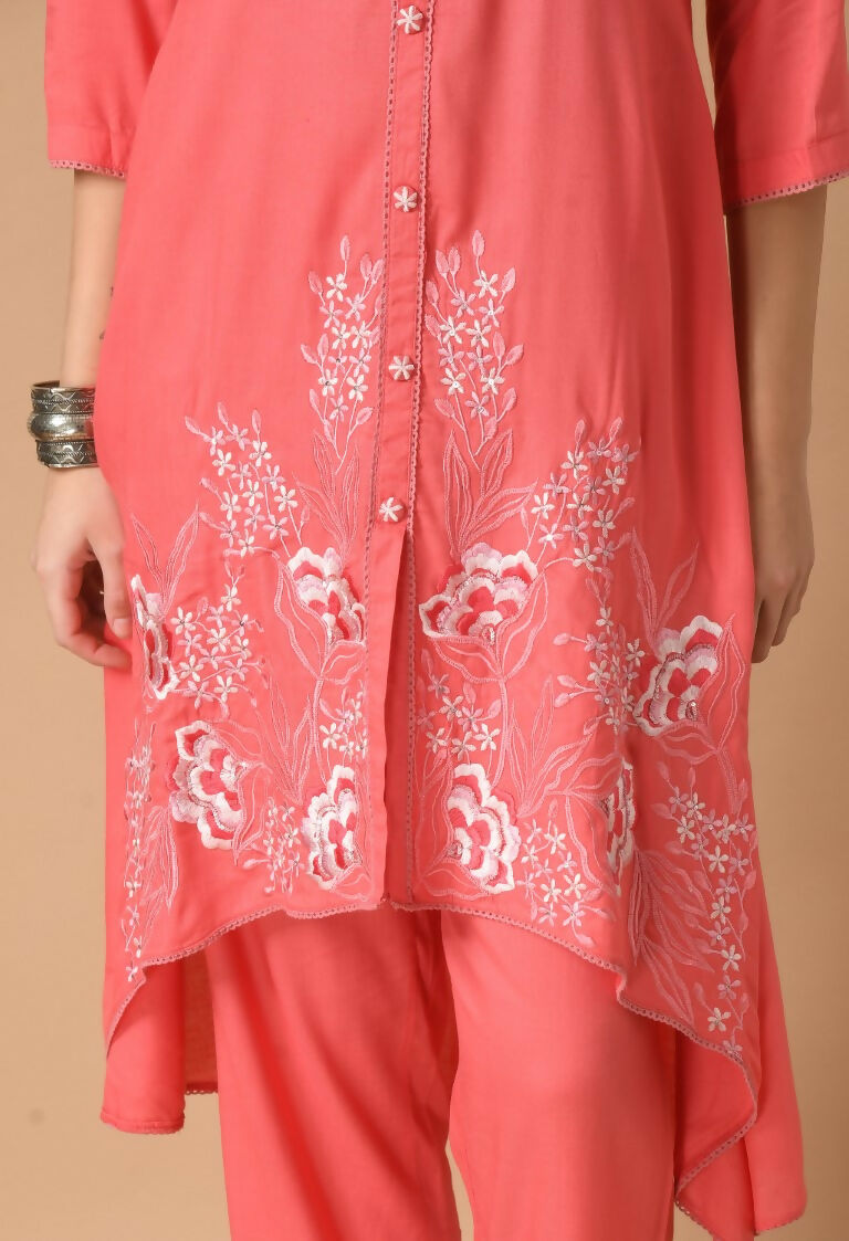 Joban Fashion Coral Cotton Rayon Kurta Set | Grocsy