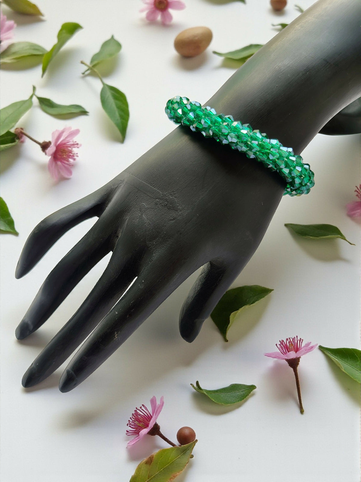 Inhanns Unisex Crystal Bloom – Adjustable Crystal Bead Bracelets - Sea Green | Grocsy