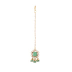 Nuyug 22K Gold-Plated Kundan & Green Stone Embellished Maang Tikka Head Jewellery | Grocsy