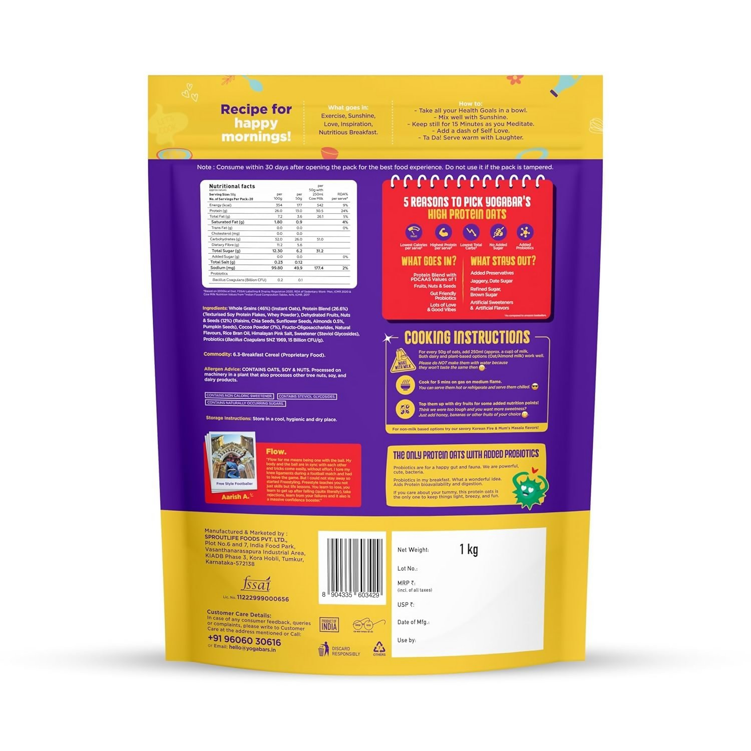 Yoga Bar 26g High Protein Oats Combo - Dark Chocolate, Fruits Nuts and Seeds | Grocsy